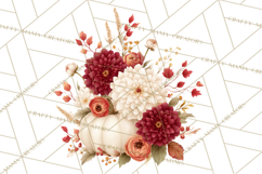 Watercolor Pumpkin Flower Bouquets Clipart PNG Product Image 2