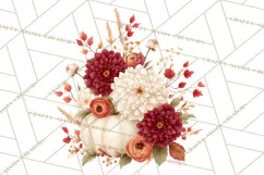 Watercolor Pumpkin Flower Bouquets Clipart PNG Product Image 2