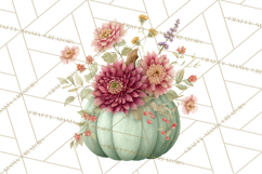 Watercolor Pumpkin Flower Bouquets Clipart PNG Product Image 2