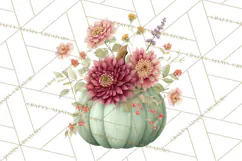 Watercolor Pumpkin Flower Bouquets Clipart PNG Product Image 2