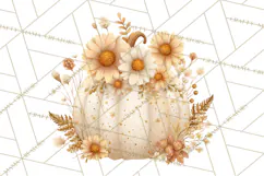 Watercolor Pumpkin Flower Bouquets Clipart PNG Product Image 2