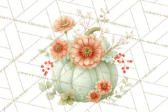 Watercolor Pumpkin Flower Bouquets Clipart PNG Product Image 2