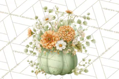 Watercolor Pumpkin Flower Bouquets Clipart PNG Product Image 3