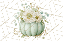 Watercolor Pumpkin Flower Bouquets Clipart PNG Product Image 4