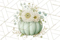 Watercolor Pumpkin Flower Bouquets Clipart PNG Product Image 4