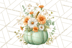 Watercolor Pumpkin Flower Bouquets Clipart PNG Product Image 4