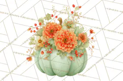 Watercolor Pumpkin Flower Bouquets Clipart PNG Product Image 2