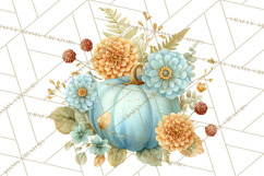 Watercolor Pumpkin Flower Bouquets Clipart PNG Product Image 4