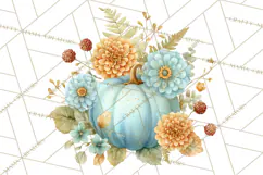 Watercolor Pumpkin Flower Bouquets Clipart PNG Product Image 4