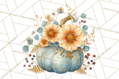 Watercolor Pumpkin Flower Bouquets Clipart PNG Product Image 2