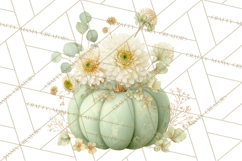 Watercolor Pumpkin Flower Bouquets Clipart PNG Product Image 5
