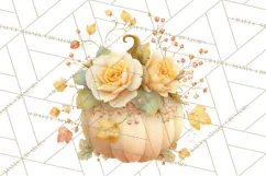 Watercolor Pumpkin Flower Bouquets Clipart PNG Product Image 3