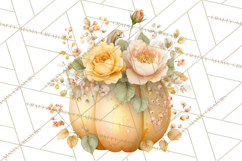 Watercolor Pumpkin Flower Bouquets Clipart PNG Product Image 5