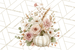Watercolor Pumpkin Flower Bouquets Clipart PNG Product Image 2
