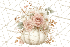 Watercolor Pumpkin Flower Bouquets Clipart PNG Product Image 3