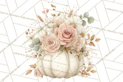 Watercolor Pumpkin Flower Bouquets Clipart PNG Product Image 3