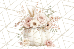 Watercolor Pumpkin Flower Bouquets Clipart PNG Product Image 4