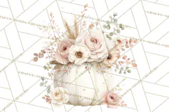 Watercolor Pumpkin Flower Bouquets Clipart PNG Product Image 4