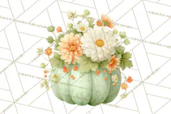Watercolor Pumpkin Flower Bouquets Clipart PNG Product Image 5