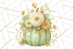 Watercolor Pumpkin Flower Bouquets Clipart PNG Product Image 2