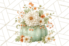 Watercolor Pumpkin Flower Bouquets Clipart PNG Product Image 3