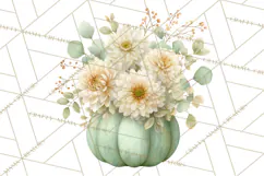 Watercolor Pumpkin Flower Bouquets Clipart PNG Product Image 2