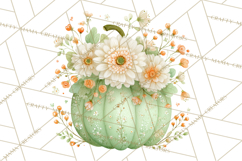 Watercolor Pumpkin Flower Bouquets Clipart PNG Product Image 4