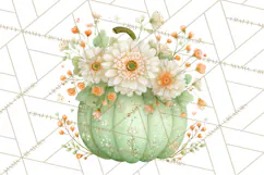 Watercolor Pumpkin Flower Bouquets Clipart PNG Product Image 4