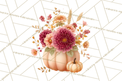 Watercolor Pumpkin Flower Bouquets Clipart PNG Product Image 2