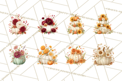 Watercolor Pumpkin Flower Bouquets Clipart PNG Product Image 5