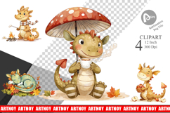 Autumn Baby Dragons Clipart Product Image 1