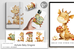Digital Paper Autumn Baby Dragons Product Image 1