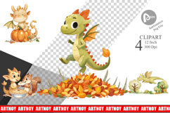 Autumn Baby Dragons Clipart Product Image 1