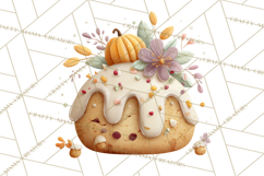 Cozy Fall Baking Clipart PNG, Pumpkin Pie Apple Bread Png Product Image 4
