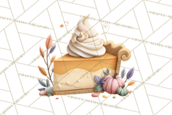 Cozy Fall Baking Clipart PNG, Pumpkin Pie Apple Bread Png Product Image 5