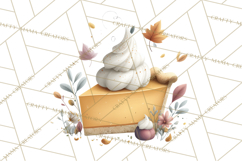 Cozy Fall Baking Clipart PNG, Pumpkin Pie Apple Bread Png Product Image 3
