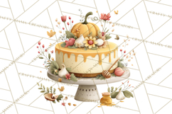 Cozy Fall Baking Clipart PNG, Pumpkin Pie Apple Bread Png Product Image 2