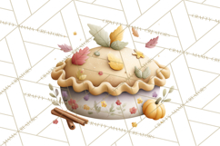Cozy Fall Baking Clipart PNG, Pumpkin Pie Apple Bread Png Product Image 4