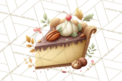 Cozy Fall Baking Clipart PNG, Pumpkin Pie Apple Bread Png Product Image 5