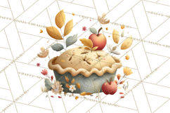 Cozy Fall Baking Clipart PNG, Pumpkin Pie Apple Bread Png Product Image 3