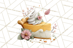 Cozy Fall Baking Clipart PNG, Pumpkin Pie Apple Bread Png Product Image 2