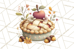 Cozy Fall Baking Clipart PNG, Pumpkin Pie Apple Bread Png Product Image 4