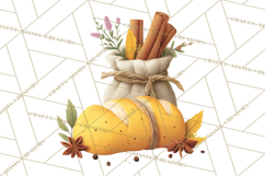 Cozy Fall Baking Clipart PNG, Pumpkin Pie Apple Bread Png Product Image 2