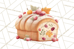 Cozy Fall Baking Clipart PNG, Pumpkin Pie Apple Bread Png Product Image 3