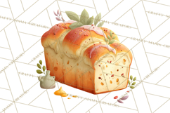 Cozy Fall Baking Clipart PNG, Pumpkin Pie Apple Bread Png Product Image 5
