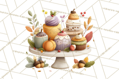 Cozy Fall Baking Clipart PNG, Pumpkin Pie Apple Bread Png Product Image 5