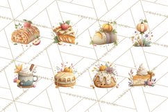 Cozy Fall Baking Clipart PNG, Pumpkin Pie Apple Bread Png Product Image 2