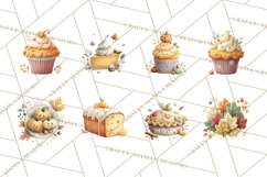 Cozy Fall Baking Clipart PNG, Pumpkin Pie Apple Bread Png Product Image 7