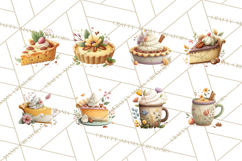 Cozy Fall Baking Clipart PNG, Pumpkin Pie Apple Bread Png Product Image 8