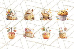 Cozy Fall Baking Clipart PNG, Pumpkin Pie Apple Bread Png Product Image 3